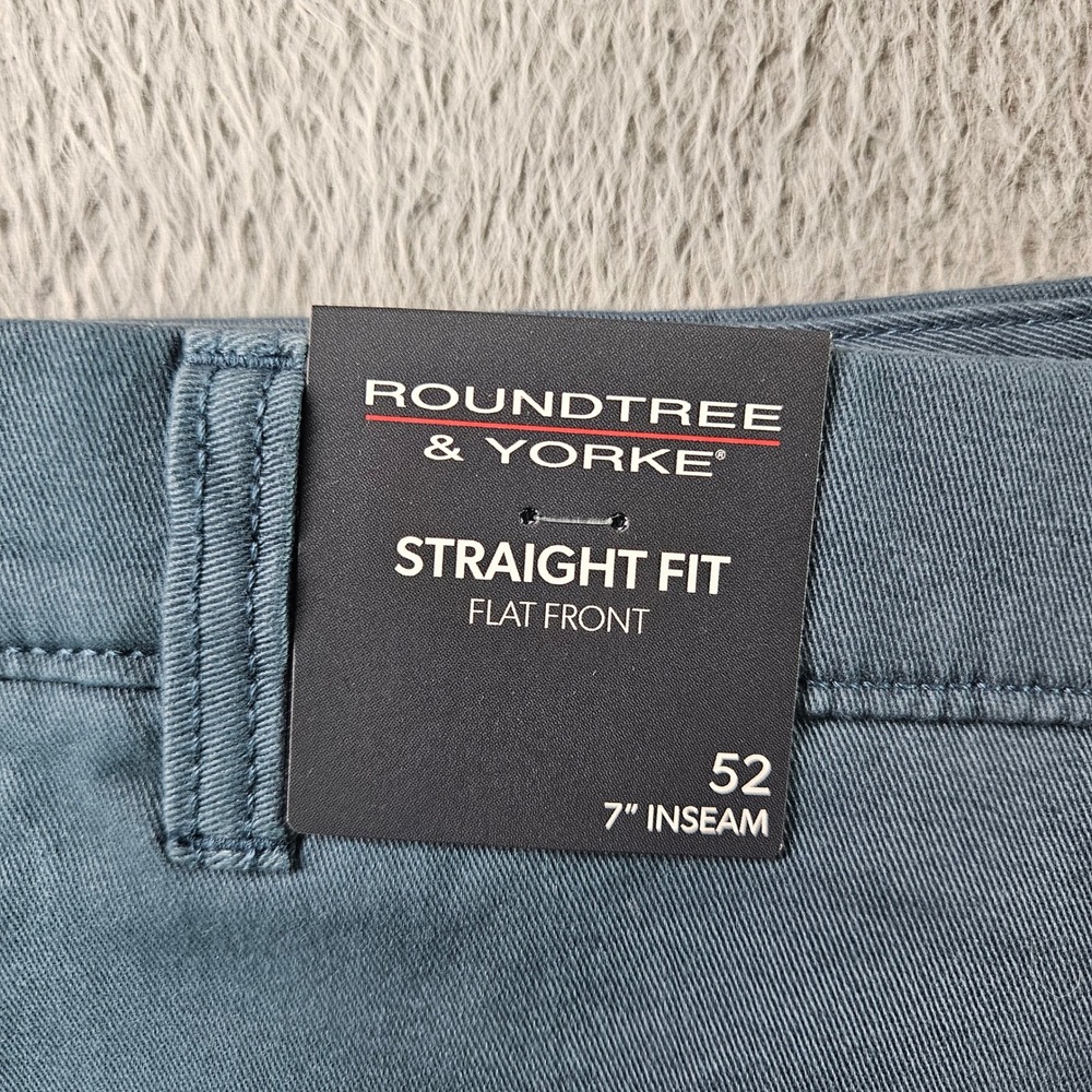 Roundtree & Yorke Mens 52x7 The Cloud Short Straight Fit Flat Front Blue Gray